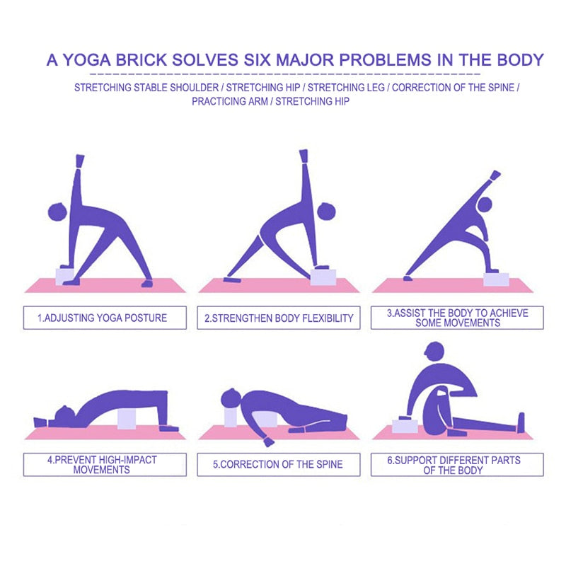 EVA Yoga Blocks Foam Brick - Pilates Yoga Block Exercise - Personal Hour for Yoga and Meditations 