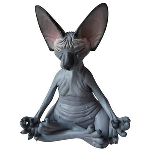 Open image in slideshow, Whimsical Buddha Cat With Sphinx - Relaxed Meditation Cat Art Statue - Zen Decor - Personal Hour for Yoga and Meditations 
