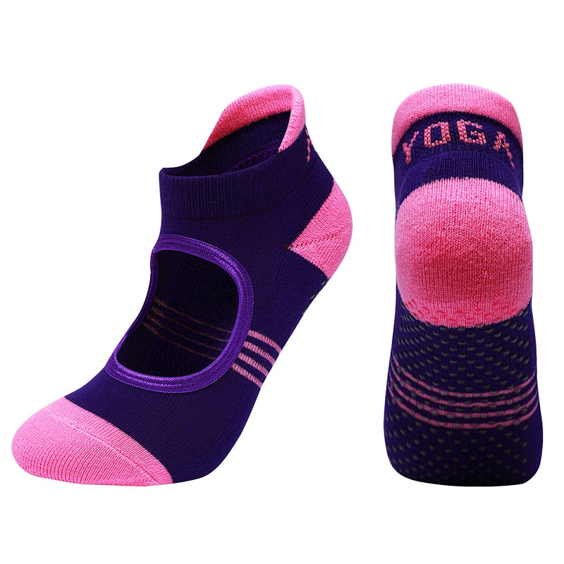 Backless Pilates Socks Towel Bottom Breathable Anti Slip Yoga Socks Cotton - Personal Hour for Yoga and Meditations 