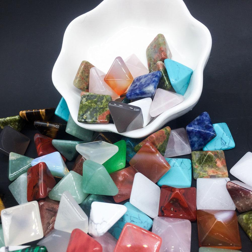 7PCS Seven Chakras Natural Crystal Stone Pyramid Quartz Healing Bag Stone - Zen Decor Ideas - Personal Hour for Yoga and Meditations 