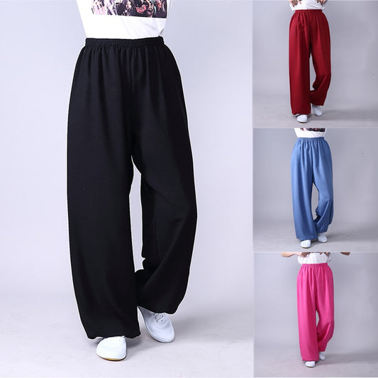 Unisex Kung Fu Clothing Wushu Tai Chi Pants Linen - Plus Size Elastic Martial - Yoga Trousers - Personal Hour for Yoga and Meditations 