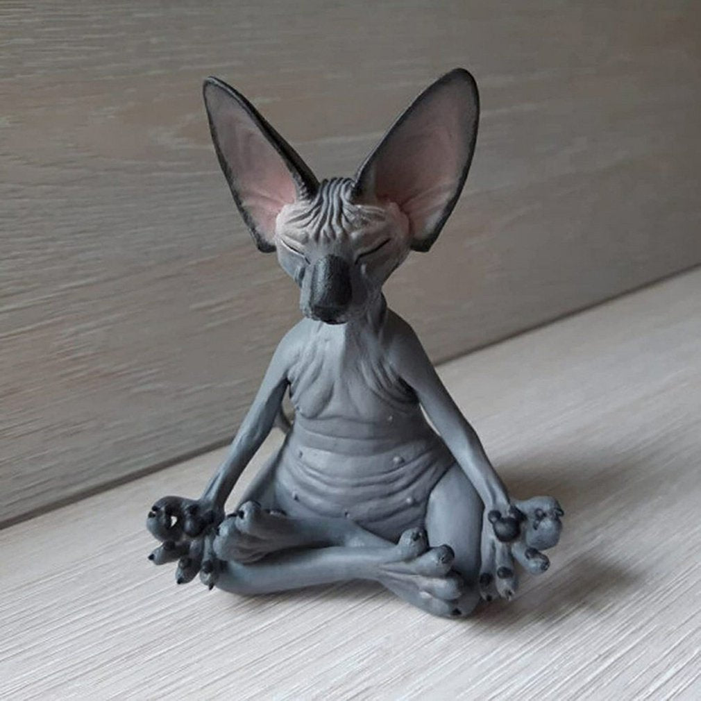 Whimsical Buddha Cat With Sphinx - Relaxed Meditation Cat Art Statue - Zen Decor - Personal Hour for Yoga and Meditations 