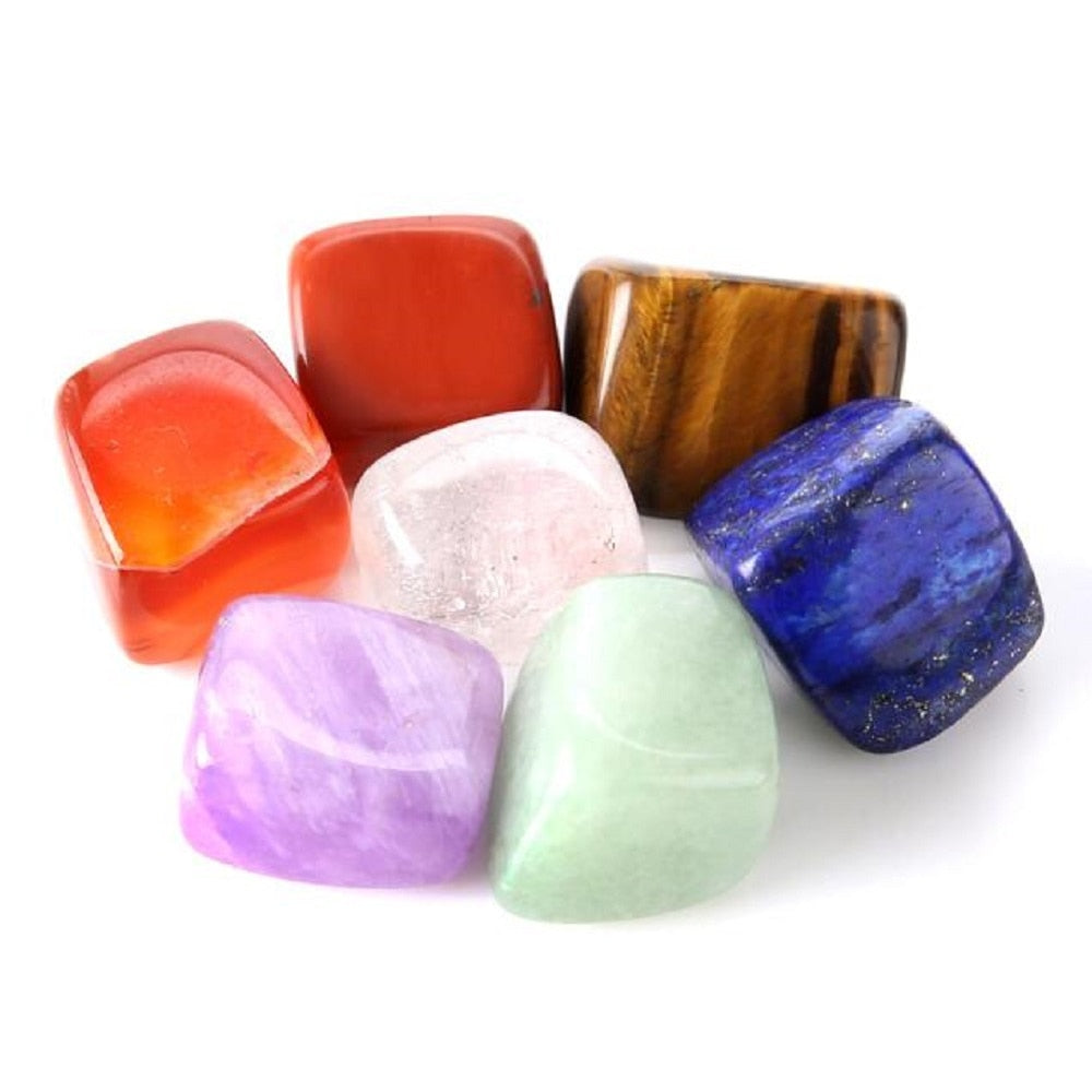 7PC SET Seven Chakra Yoga Stone Irregular Reiki Crystals - Personal Hour for Yoga and Meditations 