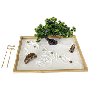 Chinese Zen Garden Kit for Desk Office Table - Mini Zen Sand Garden Kit for Meditation Create Unique Calming Zen Garden Kit Decor - Personal Hour for Yoga and Meditations 