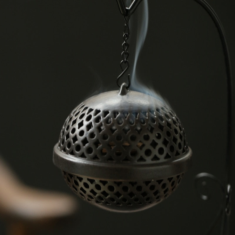 Traditional Hanging Backflow for Incense with Drop Ball Iron Frame - Zen Decor Ideas - Personal Hour for Yoga and Meditations 