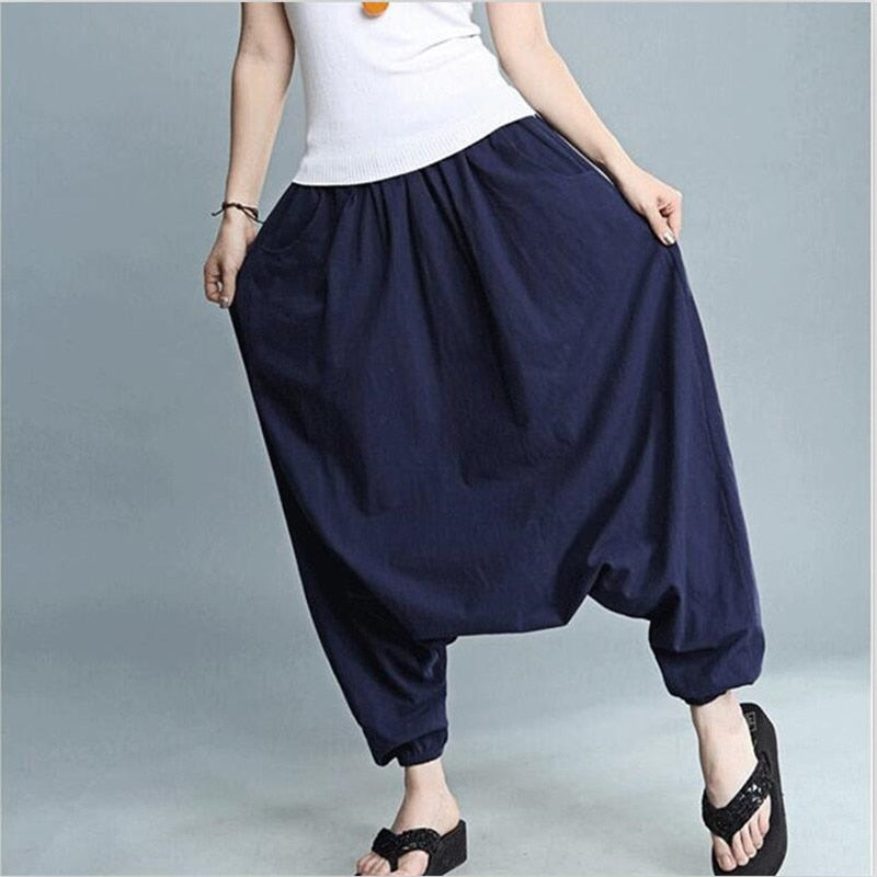 Meditation Clothes - Women Yoga Loose Cross-pants Solid Mid Waist Full Length Pants - Personal Hour for Yoga and Meditations 