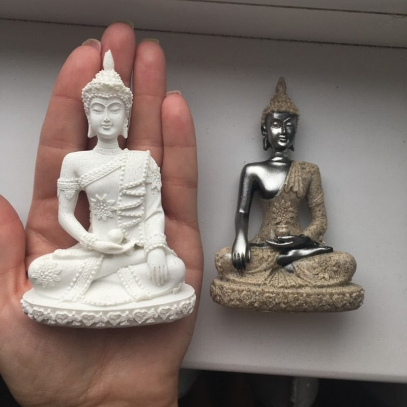Zen Decor Ideas - 11 Style Nature Sandstone Miniature Buddha Statue Thailand Fengshui Figurine Hindu Meditation Sculpture - Personal Hour for Yoga and Meditations 