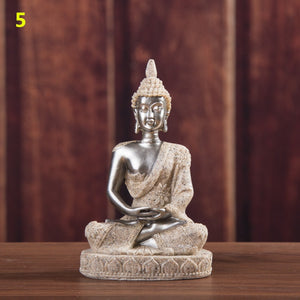Open image in slideshow, Zen Decor Ideas - 11 Style Nature Sandstone Miniature Buddha Statue Thailand Fengshui Figurine Hindu Meditation Sculpture - Personal Hour for Yoga and Meditations 
