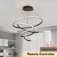 Load image into Gallery viewer, Modern LED chandelier lighting with remote control dimming black circle ring - Zen environment lightings - Personal Hour for Yoga and Meditations 
