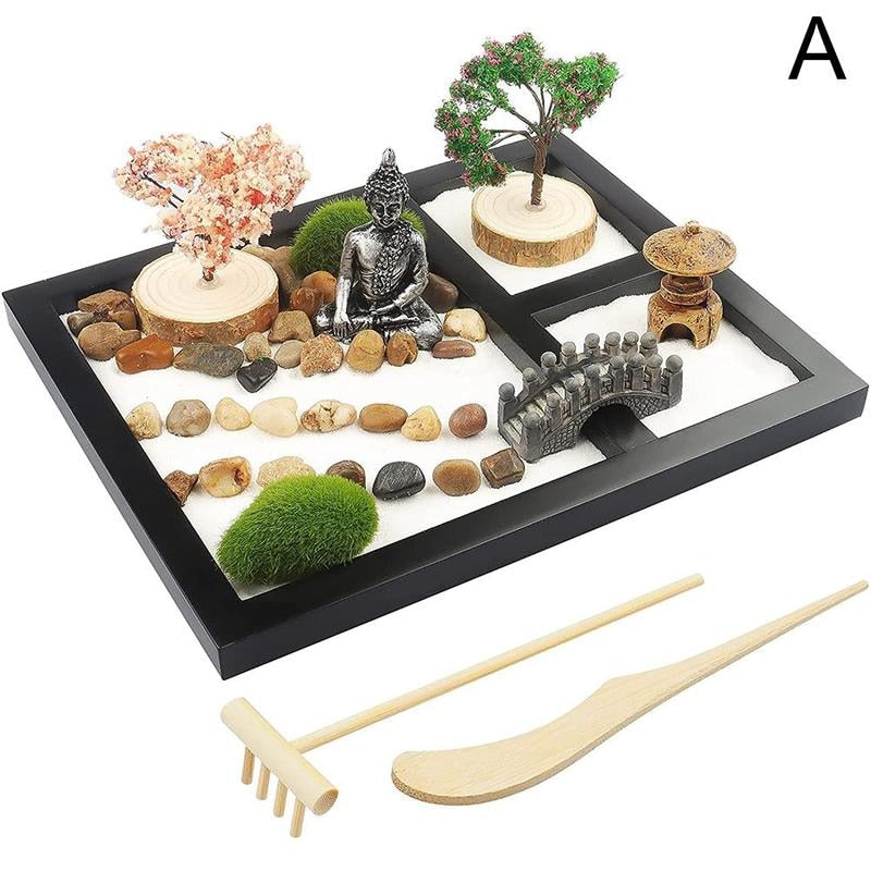 Micro Garden Sand Table Kit Artificial Landscape Buddha Statue Zen Sand Table - Zen Decor Ideas - Personal Hour for Yoga and Meditations 