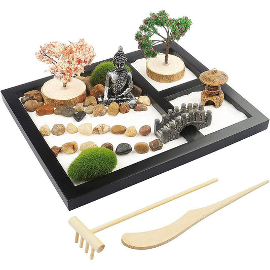 Micro Garden Sand Table Kit Artificial Landscape Buddha Statue Zen Sand Table - Zen Decor Ideas - Personal Hour for Yoga and Meditations 