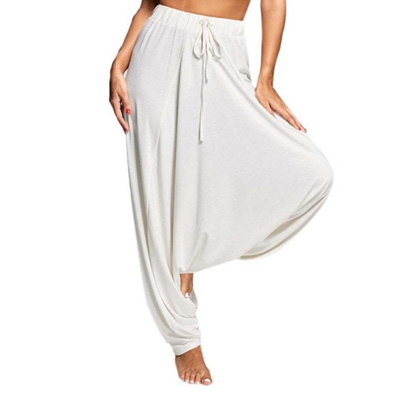 Meditation and Yoga Loose Clothes -Women Harem Pants Drop Crotch Baggy Wide Leg Hippy Boho - Personal Hour for Yoga and Meditations 
