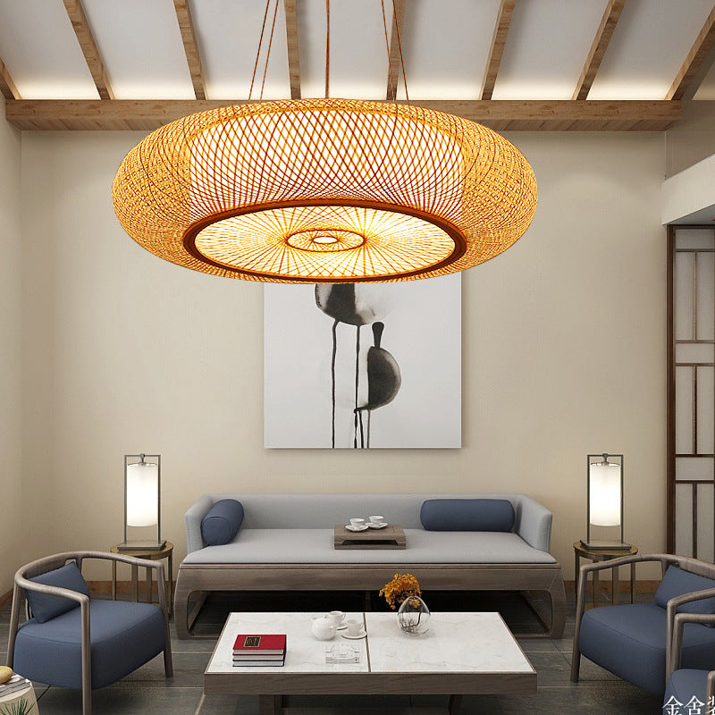 Boho Style - Bamboo Chandelier Rattan Bamboo Woven Pendant Light Restaurant Decoration Lighting - Personal Hour for Yoga and Meditations 