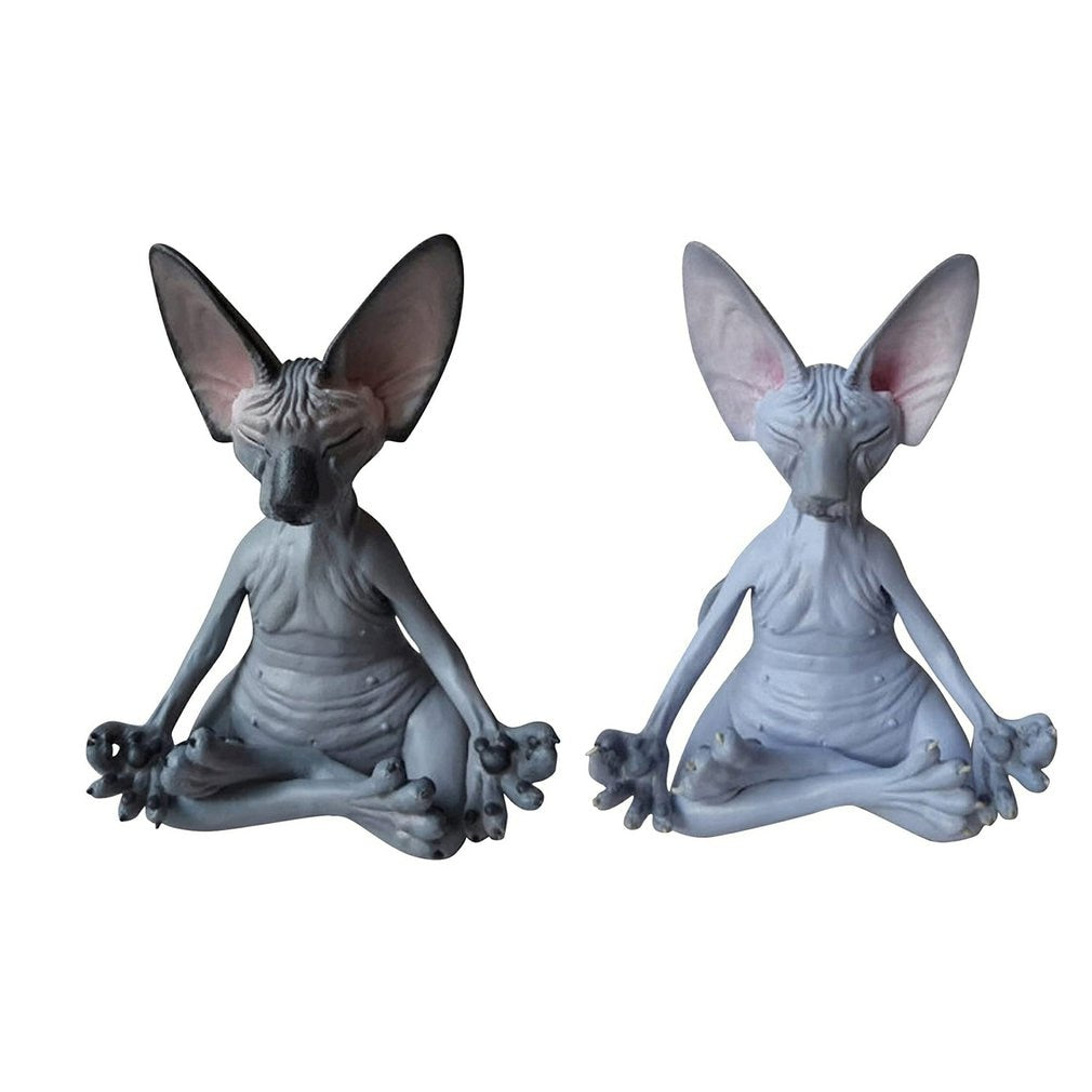 Whimsical Buddha Cat With Sphinx - Relaxed Meditation Cat Art Statue - Zen Decor - Personal Hour for Yoga and Meditations 
