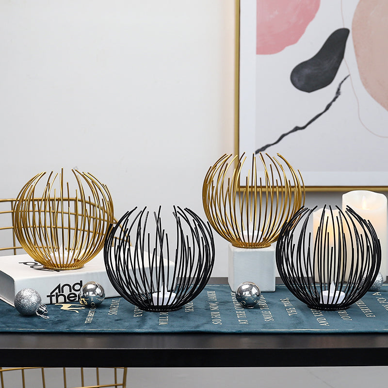 Zen Decor Ideas - new bird's nest shape golden wire candlestick holders - Personal Hour for Yoga and Meditations 