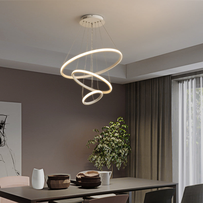 Modern LED chandelier lighting with remote control dimming black circle ring - Zen environment lightings - Personal Hour for Yoga and Meditations 