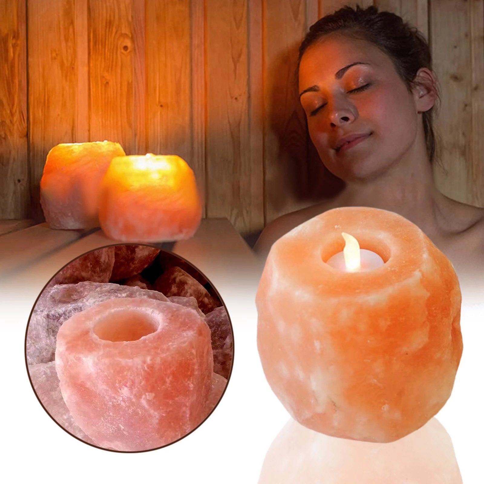 Himalayan Salt Candle Holder - Zen Decor Ideas - Personal Hour for Yoga and Meditations 