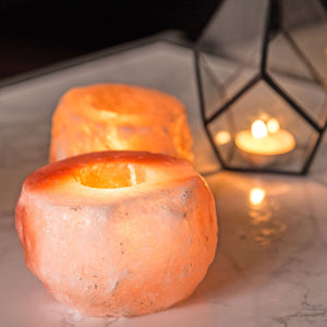 Open image in slideshow, Himalayan Salt Candle Holder - Zen Decor Ideas - Personal Hour for Yoga and Meditations 
