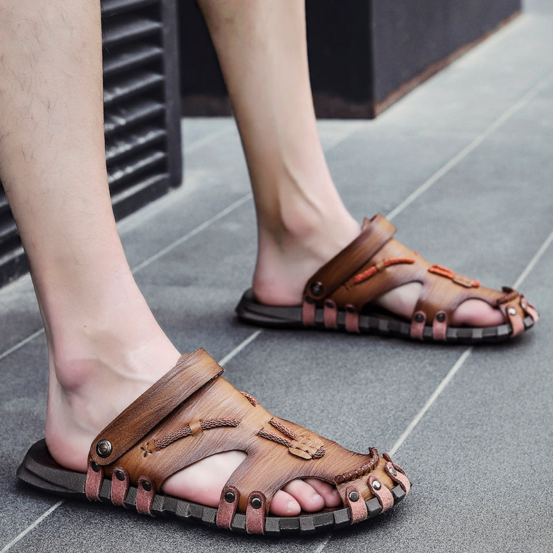 Men's Soft Beach Leather Sandals - Personal Hour for Yoga and Meditations 