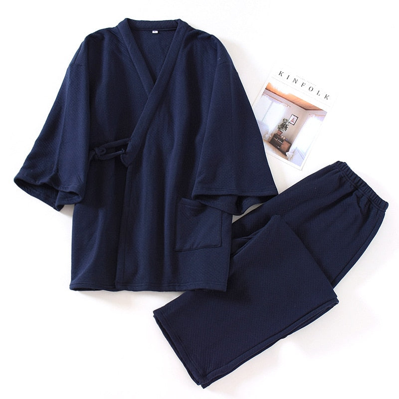 Men's Tsumugi Samue Cotton Smooth Texture Ninja Pajamas - Personal Hour for Yoga and Meditations 