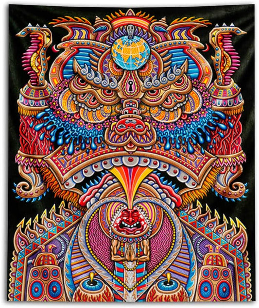 Kundalini Rising Wall Tapestry by Chris Dyer - Psychedelic Hanging Modern Art - Personal Hour for Yoga and Meditations 