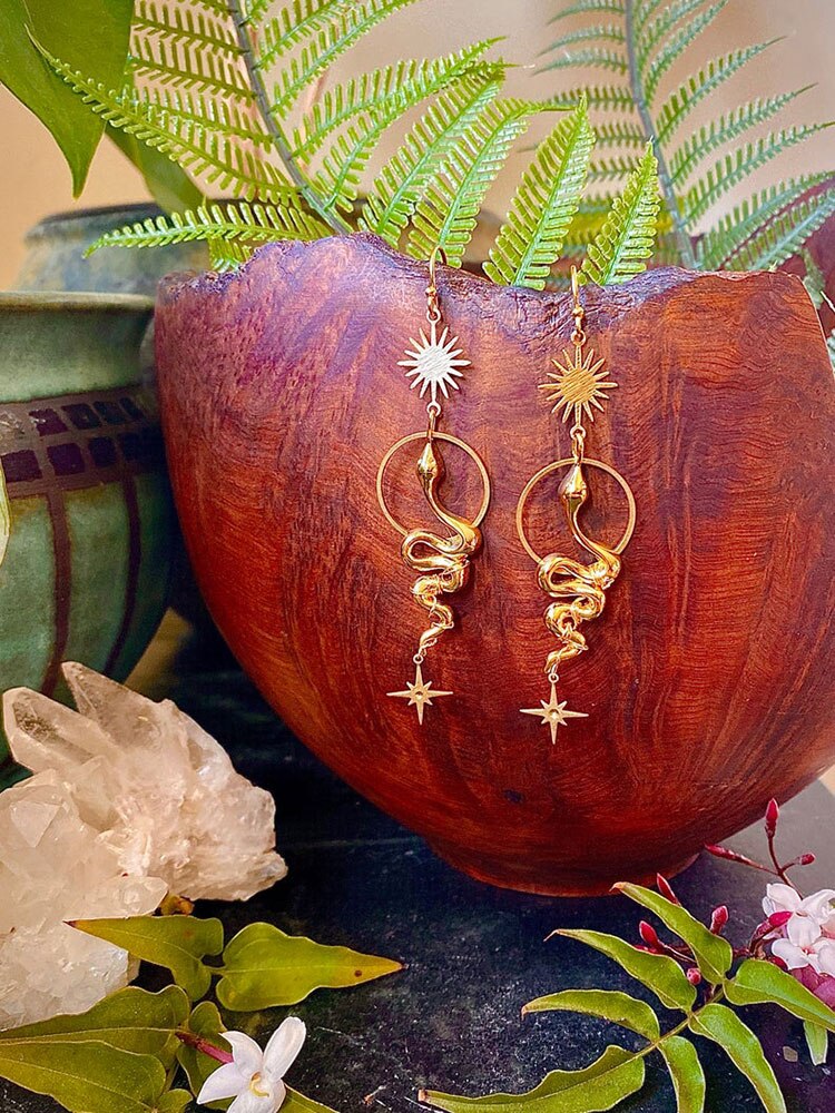 Kundalini Snake Earrings, Hypoallergenic - Personal Hour for Yoga and Meditations 
