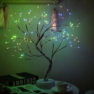 LED Night Light Mini Life Tree Copper Wire Garland Lamp - Zen Decor Ideas - Personal Hour for Yoga and Meditations 