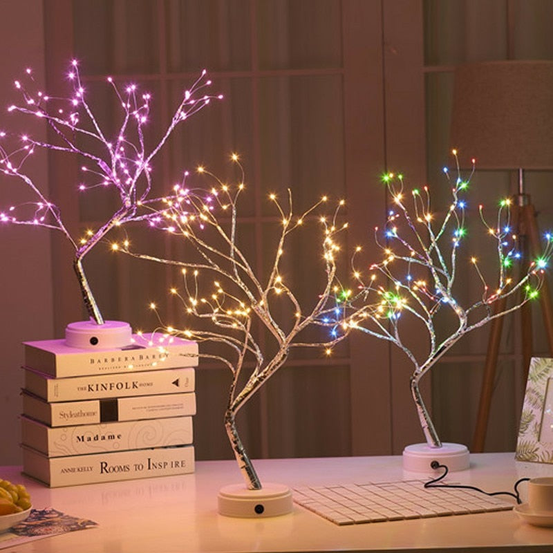LED Night Light Mini Life Tree Copper Wire Garland Lamp - Zen Decor Ideas - Personal Hour for Yoga and Meditations 