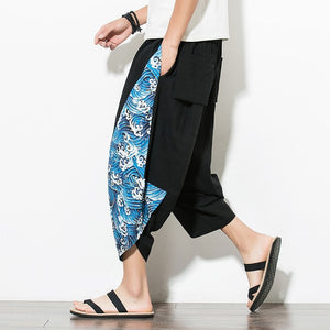 Open image in slideshow, Men Causal Baggy Pants - Chinese Style Draped Harem Pants - Personal Hour for Yoga and Meditations 
