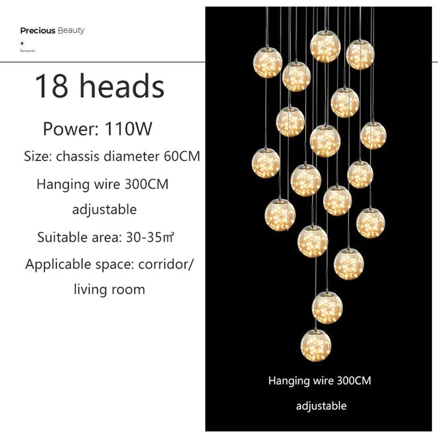 Modern Spiral Chandelier - Crystal Ball Stair Ceiling Light - Personal Hour for Yoga and Meditations 