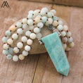 Load image into Gallery viewer, Natural Amazonite Pendant Mala Necklace - Stone Accessories - Personal Hour for Yoga and Meditations 
