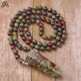 Load image into Gallery viewer, Natural Amazonite Pendant Mala Necklace - Stone Accessories - Personal Hour for Yoga and Meditations 
