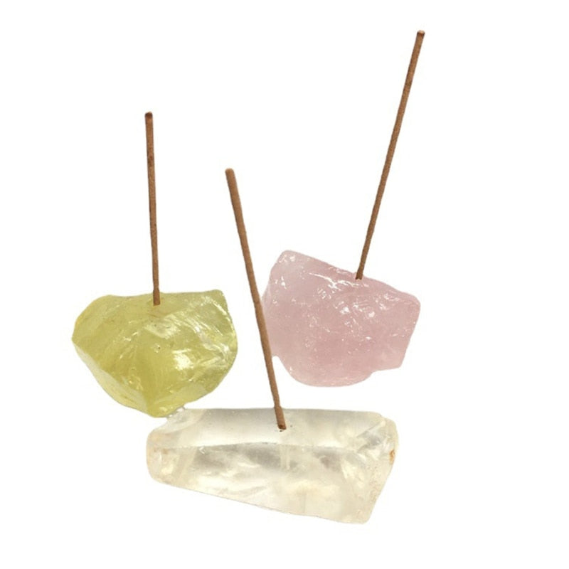 Natural Gemstones Incense Stick Base Holder - Personal Hour for Yoga and Meditations 