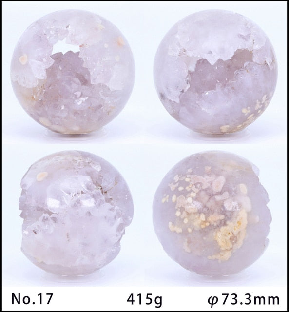 Unique Natural Amethyst Ball Geode Quartz Cluster Sakura Agate Crystal - Zen Decor Ideas - Personal Hour for Yoga and Meditations 