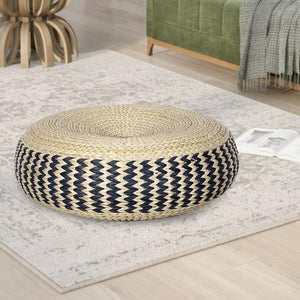 Open image in slideshow, Mediation Cushion - Natural Straw Tatami Cushion Mat Handmade Round Pouf Japanese Style - Personal Hour for Yoga and Meditations 
