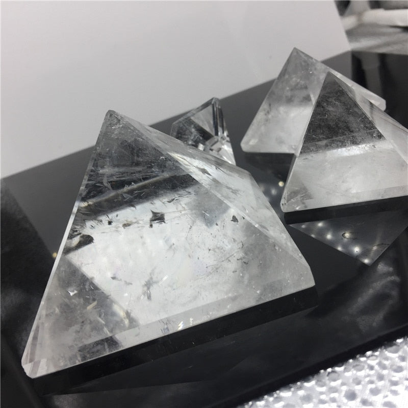 Natural Transparent Quartz Crystal Pyramid - Personal Hour for Yoga and Meditations 