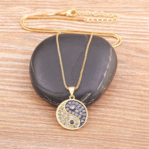 Yin Yang Chain - Gold Plated Copper Zircon - Personal Hour for Yoga and Meditations 