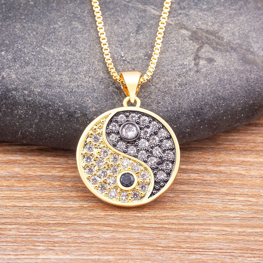 Yin Yang Chain - Gold Plated Copper Zircon - Personal Hour for Yoga and Meditations 