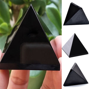 Obsidian Pyramid - Natural Crystal Stone Obsidian Pyramid Ornaments - Personal Hour for Yoga and Meditations 