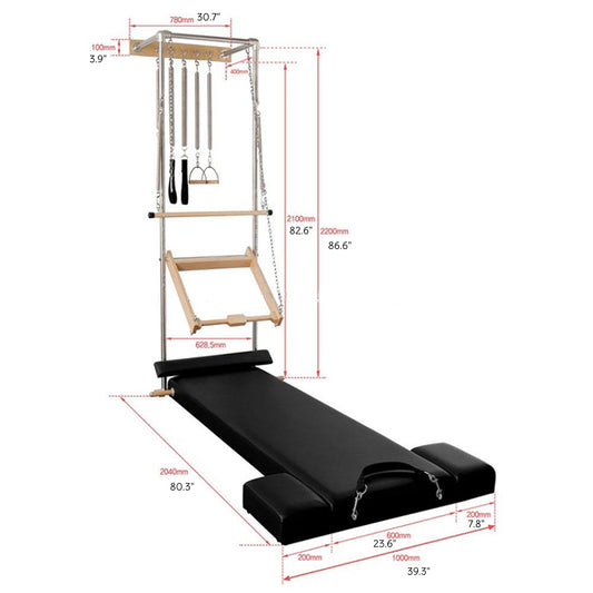 Pilates Cadillac Wall Unit with Platform Mat - Springboard Tower Alternatives Trapeze Pilates Wall Tower Unit - Personal Hour for Yoga and Meditations