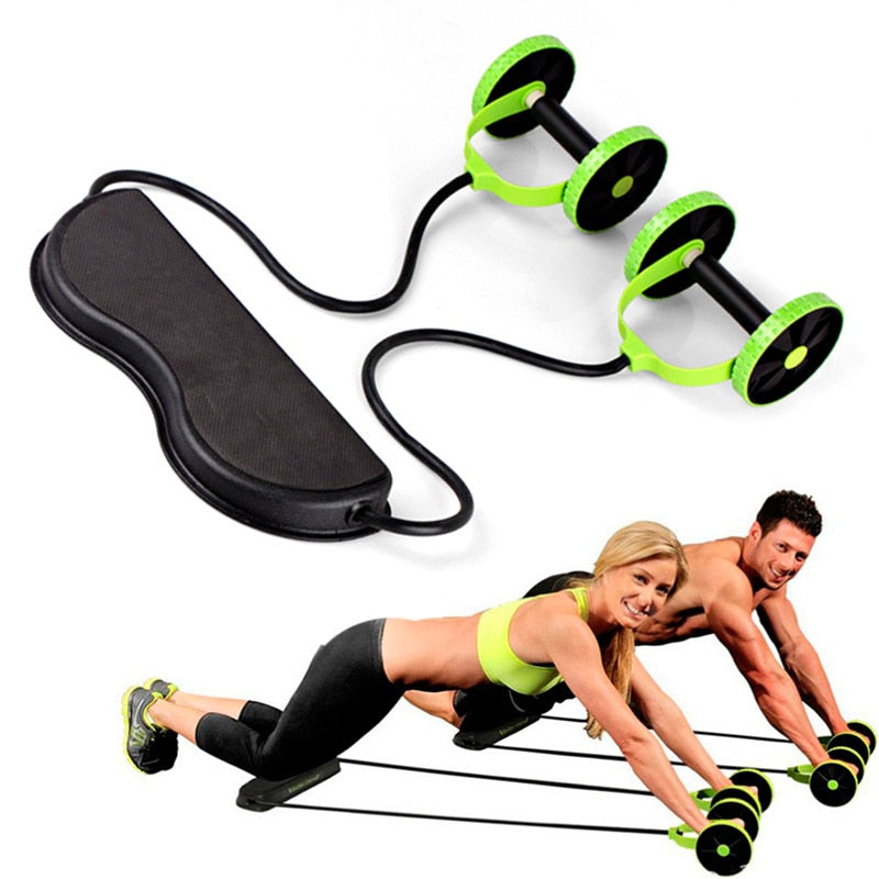 Portable Adjustable Comprehensive Trainer Gym and Yoga Sculpting Abdominal Muscle Wheel Roller - Pull Rope Sport Set - Personal Hour for Yoga and Meditations 