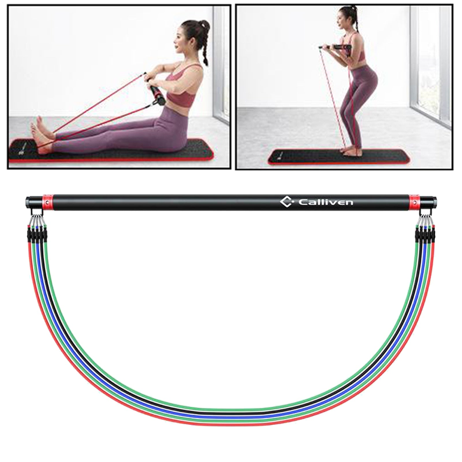 Portable Pilates Bar Stick Adjustable Exercise Bar Resistance Band for Yoga Gym - Personal Hour for Yoga and Meditations 