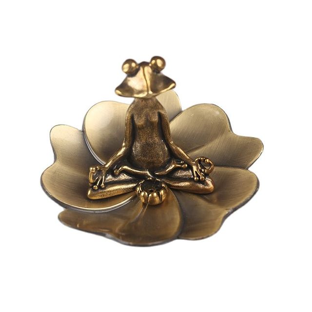 Retro Brass Meditate Zen Buddhism Frog Statue - Zen Gifts - Personal Hour for Yoga and Meditations 