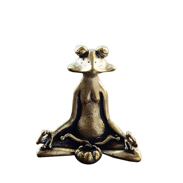 Retro Brass Meditate Zen Buddhism Frog Statue - Zen Gifts - Personal Hour for Yoga and Meditations 