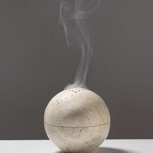 Natural Marble Cave Hole Stone Round Incense Burner- Zen decor ideas - Personal Hour for Yoga and Meditations 