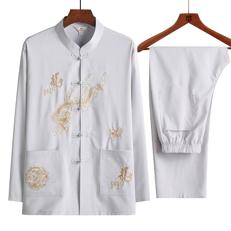 Mediation Clothes - Embroidered Dragon Hanfu Kung Fu Tai Chi Suit - Personal Hour for Yoga and Meditations 