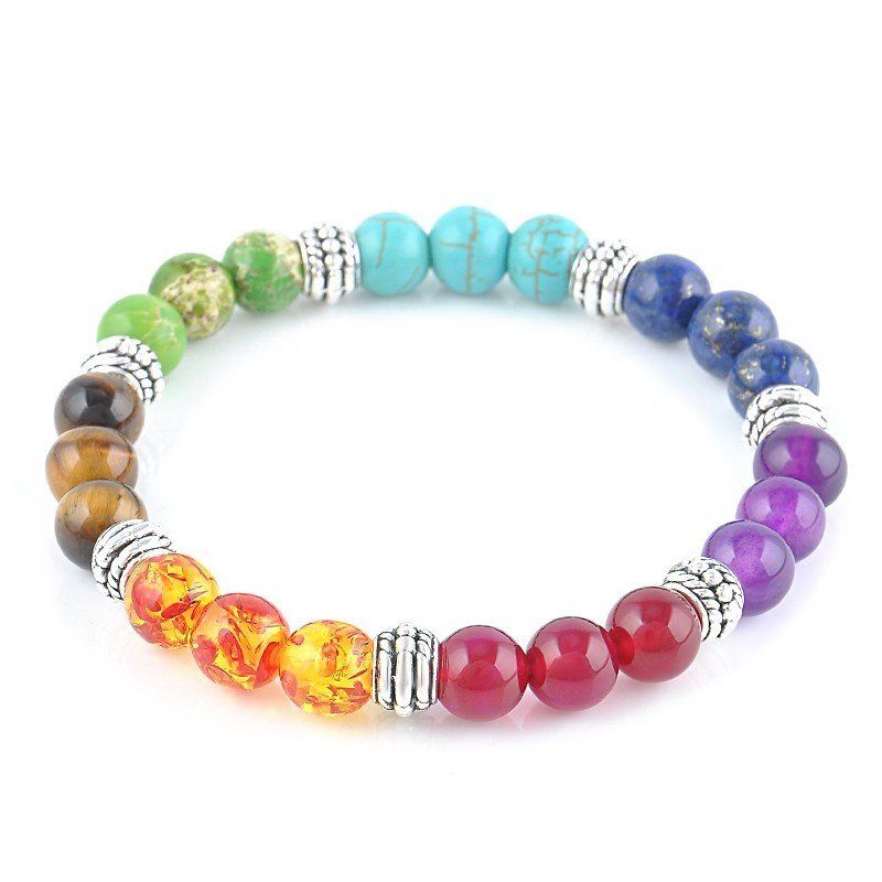 Zen Accessories - 7 Chakras Reiki Stone Bracelet - Yoga Balance Energy Volcanic Stones Beads - Stone Accessories - Personal Hour for Yoga and Meditations 