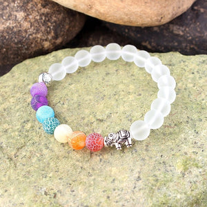 Open image in slideshow, Zen Accessories - 7 Chakras Reiki Stone Bracelet - Yoga Balance Energy Volcanic Stones Beads - Stone Accessories - Personal Hour for Yoga and Meditations 
