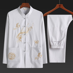 Open image in slideshow, Mediation Clothes - Embroidered Dragon Hanfu Kung Fu Tai Chi Suit - Personal Hour for Yoga and Meditations 
