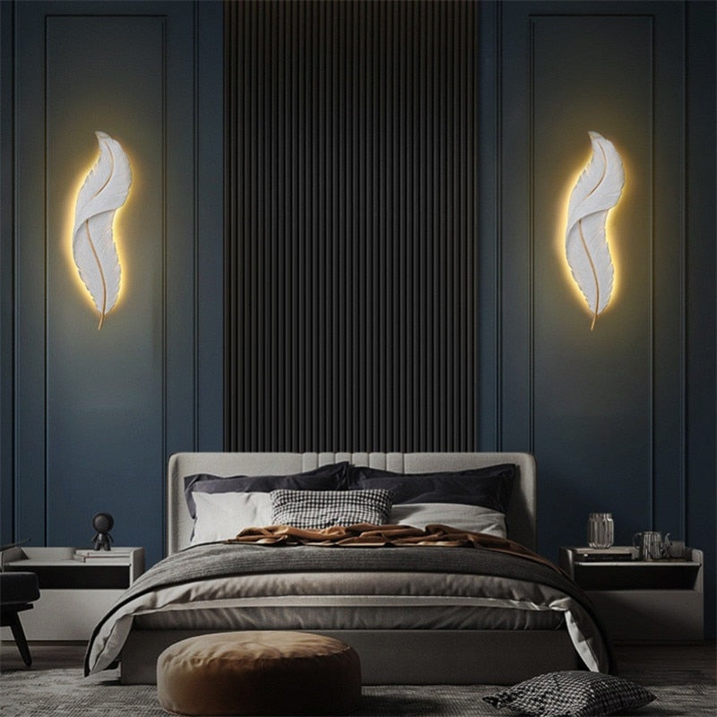 Zen Decor Ideas - Nordic Modern Creative Feather Light LED Wall Lamp - Personal Hour for Yoga and Meditations 